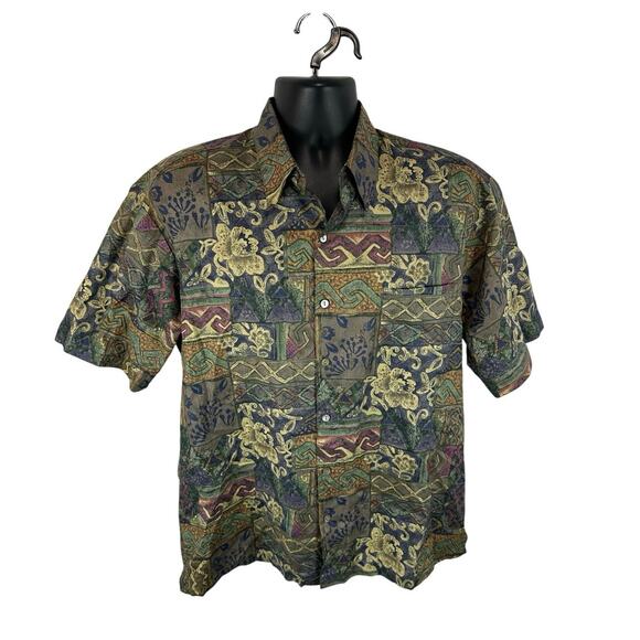 Tori Richard Cotton Hawaiian Shirt Size Large Tropical Print - Picture 1 of 10